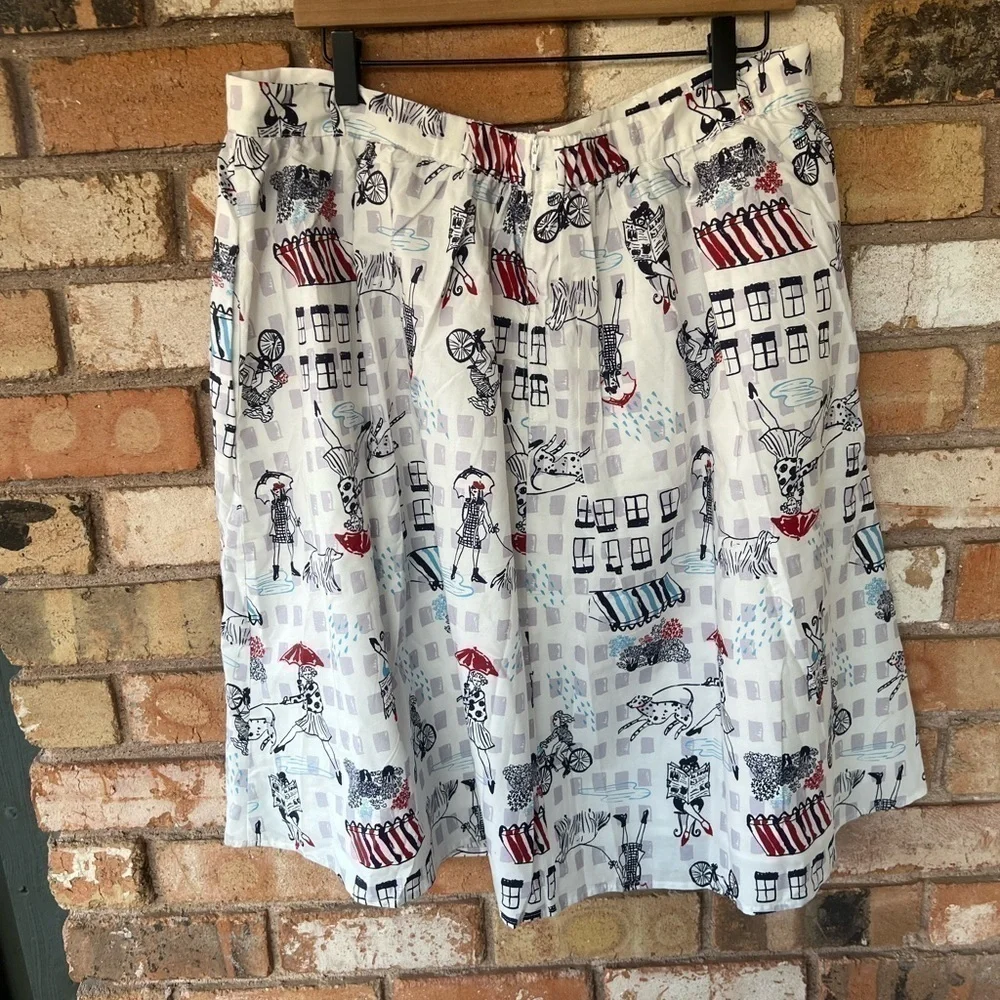 NWT ModCloth Parisian Dogs Umbrella Novelty skirt